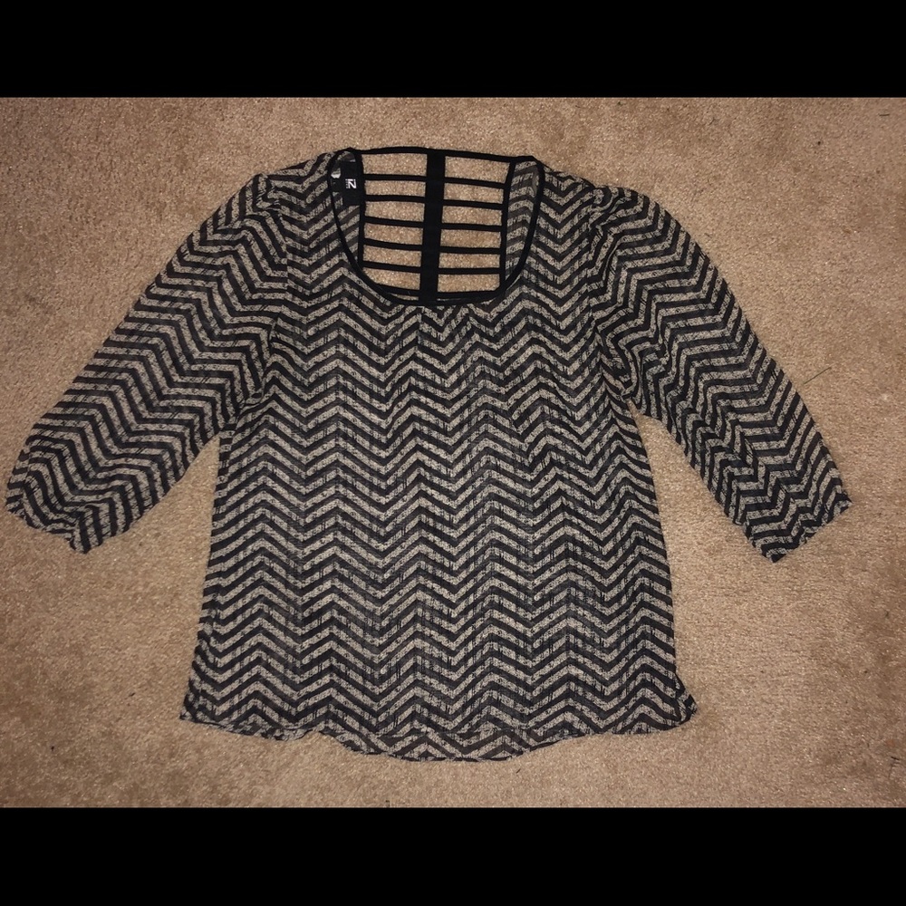 iZ Byer Black and Brown Blouse Juniors Large